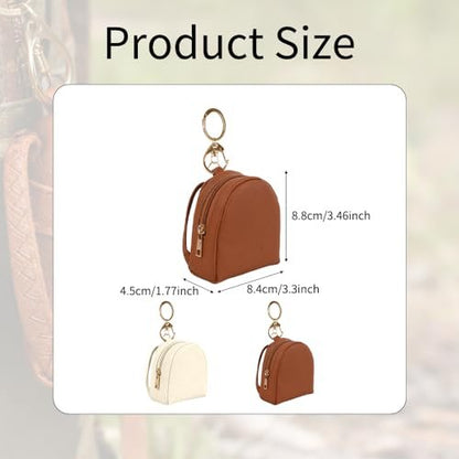 VIOCIWUO Mini Backpack Keychain 2PCS - Cute PU Leather Cosmetic Bag Earphone Organizer Lipstick Pouch for Women