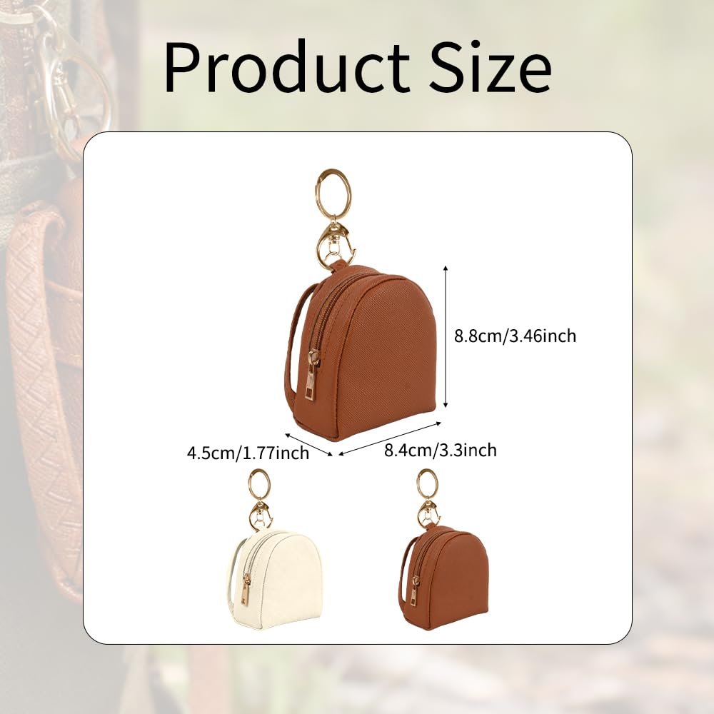 VIOCIWUO Mini Backpack Keychain 2PCS - Cute PU Leather Cosmetic Bag Earphone Organizer Lipstick Pouch for Women - görsel 3