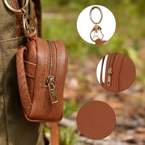 VIOCIWUO Mini Backpack Keychain 2PCS - Cute PU Leather Cosmetic Bag Earphone Organizer Lipstick Pouch for Women - görsel 12