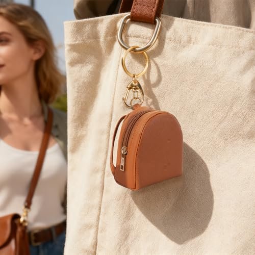 VIOCIWUO Mini Backpack Keychain 2PCS - Cute PU Leather Cosmetic Bag Earphone Organizer Lipstick Pouch for Women - görsel 10
