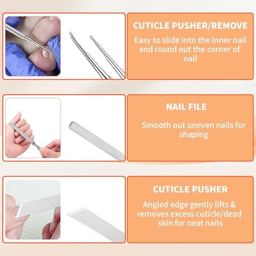 Ingrown Toenail Removal Kit - Complete Corrector Tool with Correction Strips, Toe Separators, Painless File and Lifter for Home Pedicure Care - görsel 12