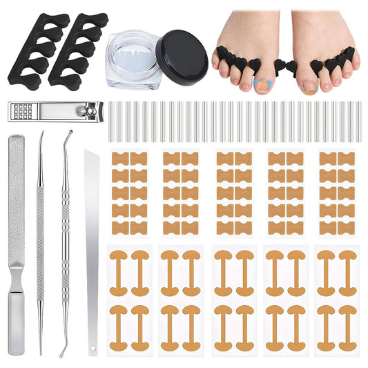 Ingrown Toenail Removal Kit - Complete Corrector Tool with Correction Strips, Toe Separators, Painless File and Lifter for Home Pedicure Care
