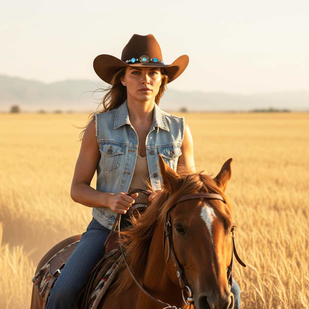 APLZGMG 6-Pack Adjustable Cowboy Hat Bands - Ethnic Western Turquoise Beaded Hatbands for Women and Men Avelisse