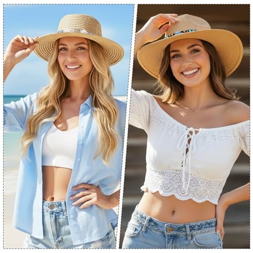 APLZGMG 6-Pack Adjustable Cowboy Hat Bands - Ethnic Western Turquoise Beaded Hatbands for Women and Men Avelisse