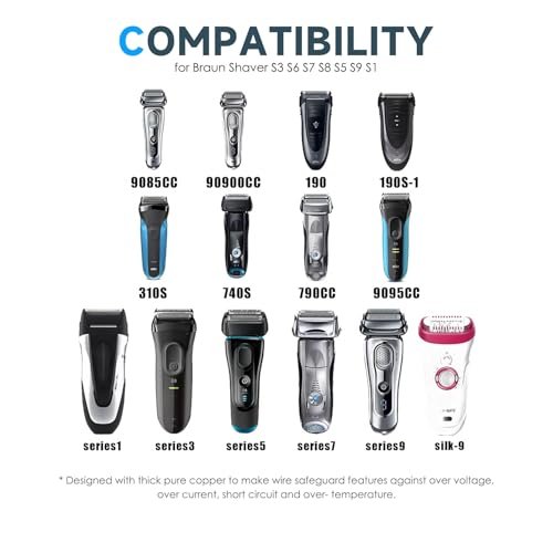 12V Charger Replacement for Braun Shaver Series 9/7/5/3/1 - Compatible with S3, S5, S7, S9 Electric Razors, 3 Feet Charging Cord - görsel 4