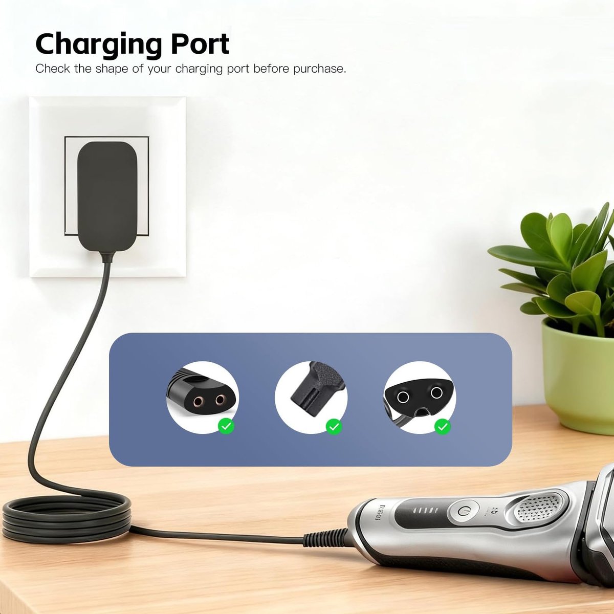 12V Charger Replacement for Braun Shaver Series 9/7/5/3/1 - Compatible with S3, S5, S7, S9 Electric Razors, 3 Feet Charging Cord - görsel 5