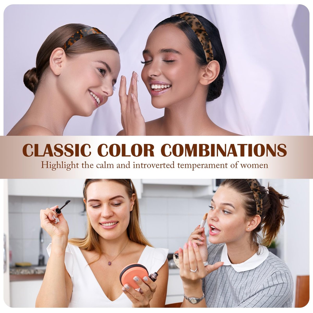 Maysing 2 Pcs Tortoise Shell Wide Headband - Acetate Resin, No Headache, Non-Slip Hairband for Women Avelisse