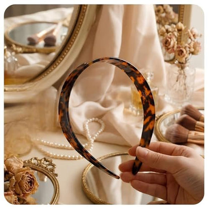 Maysing 2 Pcs Tortoise Shell Wide Headband - Acetate Resin, No Headache, Non-Slip Hairband for Women Avelisse