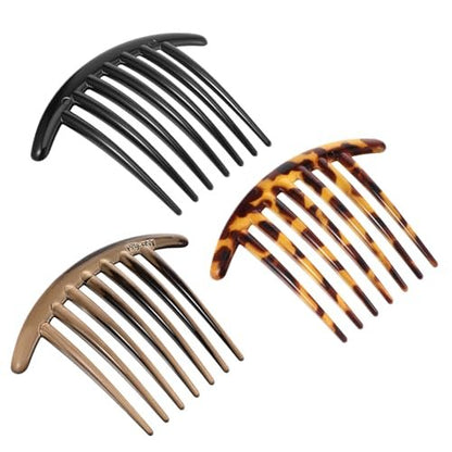 Ymapinc 3PCS French Hair Comb, 7 Tooth Plastic Elegant French Hair Side Combs for Women Girls - Tidying Up Stray Buns Hairpin Clips Accessories, Tortoiseshell Color with Leopard Print Avelisse