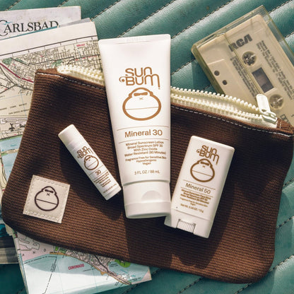 Sun Bum Mineral Road Tripper - Travel Sized Sun Care Pack with Sunscreen Lotion, Face Stick, and Lip Balm - Broad Spectrum UVA/UVB Protection - Hawaii 104 Act Compliant - TSA Friendly Avelisse