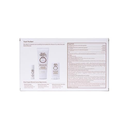 Sun Bum Mineral Road Tripper - Travel Sized Sun Care Pack with Sunscreen Lotion, Face Stick, and Lip Balm - Broad Spectrum UVA/UVB Protection - Hawaii 104 Act Compliant - TSA Friendly Avelisse