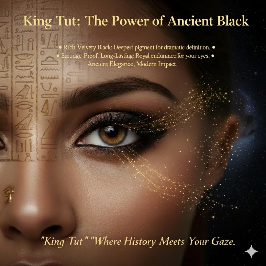 HALAL King Tut Egyptian Eyeliner Loose Powder – Long-Lasting Dark Black, Smooth & Easy Application, Bold & Dramatic Looks, Traditional Egyptian Formula Avelisse