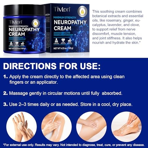 ZIXAOK Neuropathy Pain Relief Cream – Soothes Burning, Tingling & Nerve Discomfort in Feet, Hands, Legs, Fast-Absorbing Formula with Natural Ingredients, Deep Moisturizing for Men & Women - görsel 16