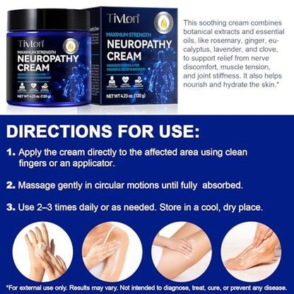 ZIXAOK Neuropathy Pain Relief Cream – Soothes Burning, Tingling & Nerve Discomfort in Feet, Hands, Legs, Fast-Absorbing Formula with Natural Ingredients, Deep Moisturizing for Men & Women