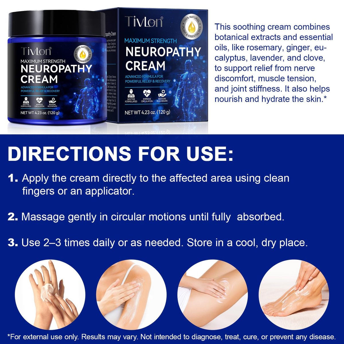 ZIXAOK Neuropathy Pain Relief Cream – Soothes Burning, Tingling & Nerve Discomfort in Feet, Hands, Legs, Fast-Absorbing Formula with Natural Ingredients, Deep Moisturizing for Men & Women - görsel 15
