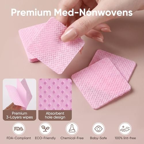1200 Lint Free Nail Wipes - Acetone Nail Polish Remover Pads for Gel Nail Art & Eyelash Extensions - görsel 3
