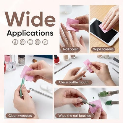 1200 Lint Free Nail Wipes - Acetone Nail Polish Remover Pads for Gel Nail Art & Eyelash Extensions