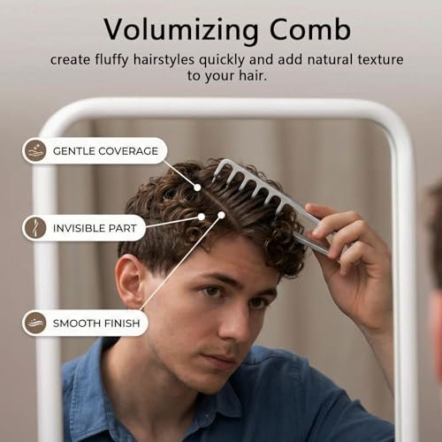 Texture Comb for Men and Boy - Texturizing Styling Comb for Voluminous & Fluffy Hair - ABS Plastic Comb for Curly, Wet, Short, Thick Hair - görsel 4