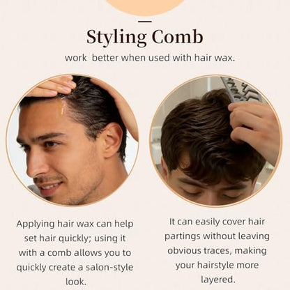 Texture Comb for Men and Boy - Texturizing Styling Comb for Voluminous & Fluffy Hair - ABS Plastic Comb for Curly, Wet, Short, Thick Hair