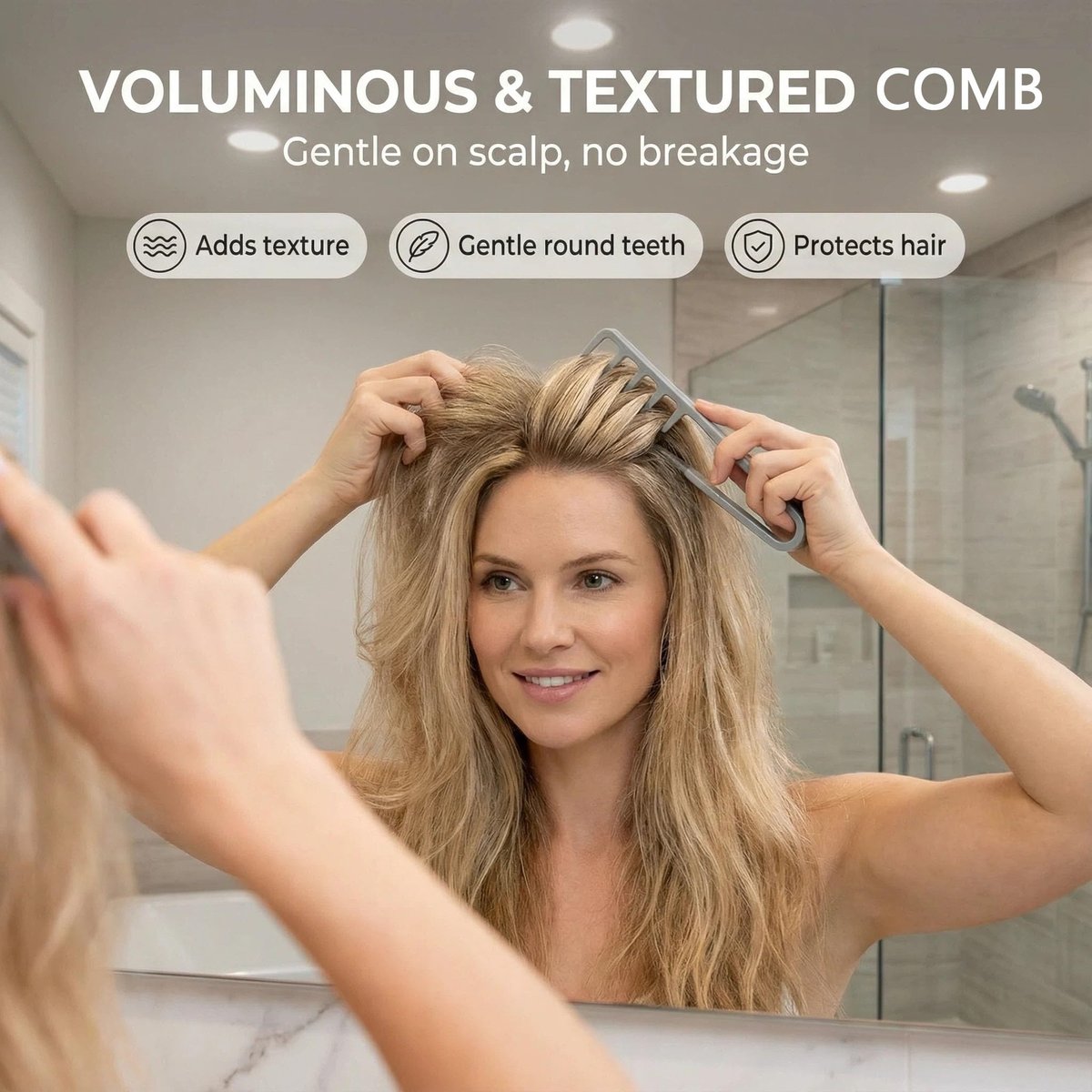 Texture Comb for Men and Boy - Texturizing Styling Comb for Voluminous & Fluffy Hair - ABS Plastic Comb for Curly, Wet, Short, Thick Hair - görsel 5