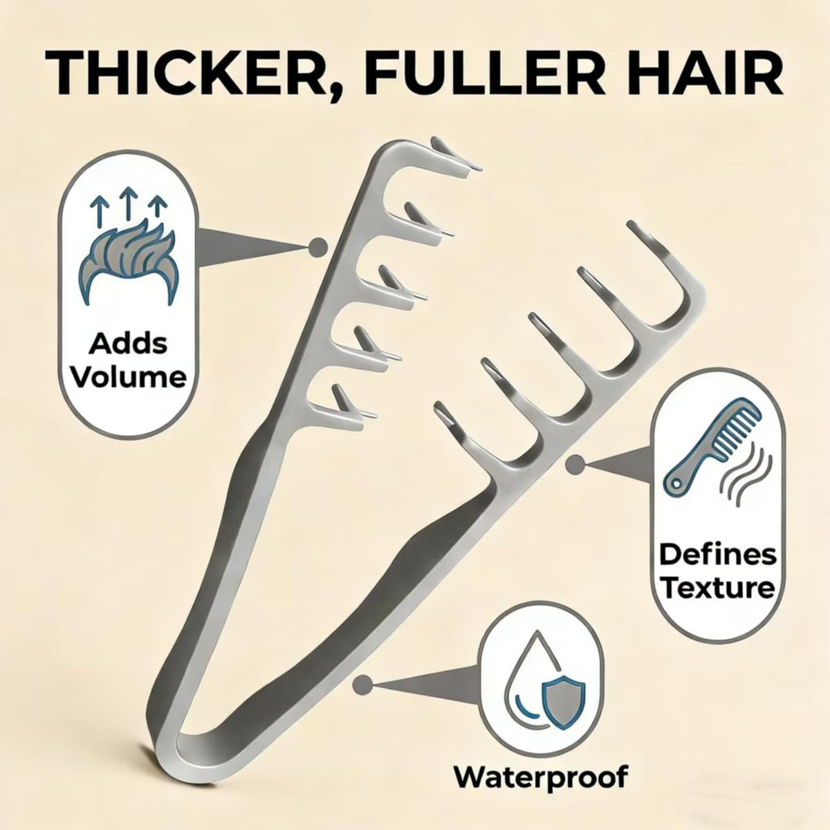 Texture Comb for Men and Boy - Texturizing Styling Comb for Voluminous & Fluffy Hair - ABS Plastic Comb for Curly, Wet, Short, Thick Hair - görsel 13