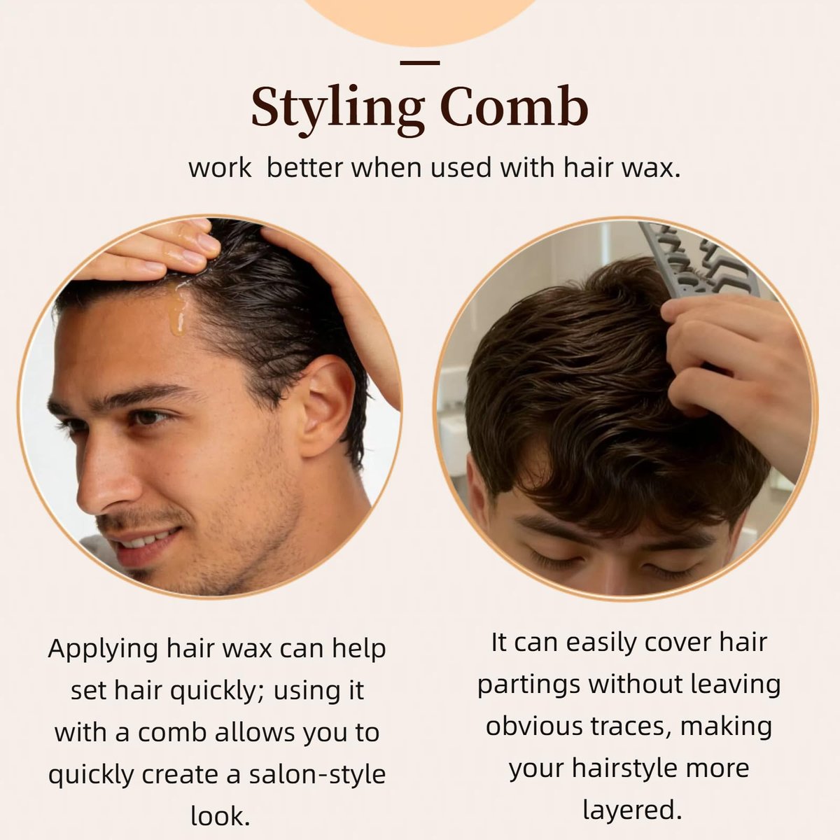 Texture Comb for Men and Boy - Texturizing Styling Comb for Voluminous & Fluffy Hair - ABS Plastic Comb for Curly, Wet, Short, Thick Hair - görsel 7