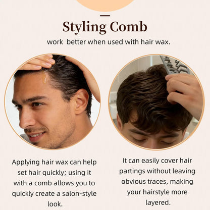 Texture Comb for Men and Boy - Texturizing Styling Comb for Voluminous & Fluffy Hair - ABS Plastic Comb for Curly, Wet, Short, Thick Hair