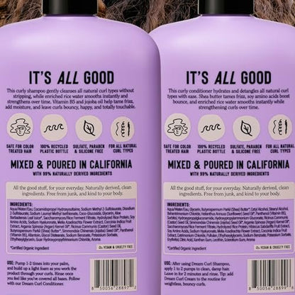 California Naturals Dream Curl Shampoo & Conditioner Set – Rice Water & Shea Butter for Soft, Bouncy, Frizz-Free Curls – Vegan, Sulfate-Free, Silicone-Free, Color Safe, 16.5 oz Each Avelisse