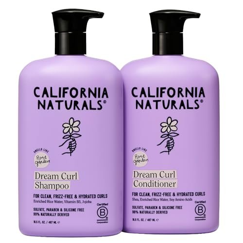 California Naturals Dream Curl Shampoo & Conditioner Set – Rice Water & Shea Butter for Soft, Bouncy, Frizz-Free Curls – Vegan, Sulfate-Free, Silicone-Free, Color Safe, 16.5 oz Each Avelisse