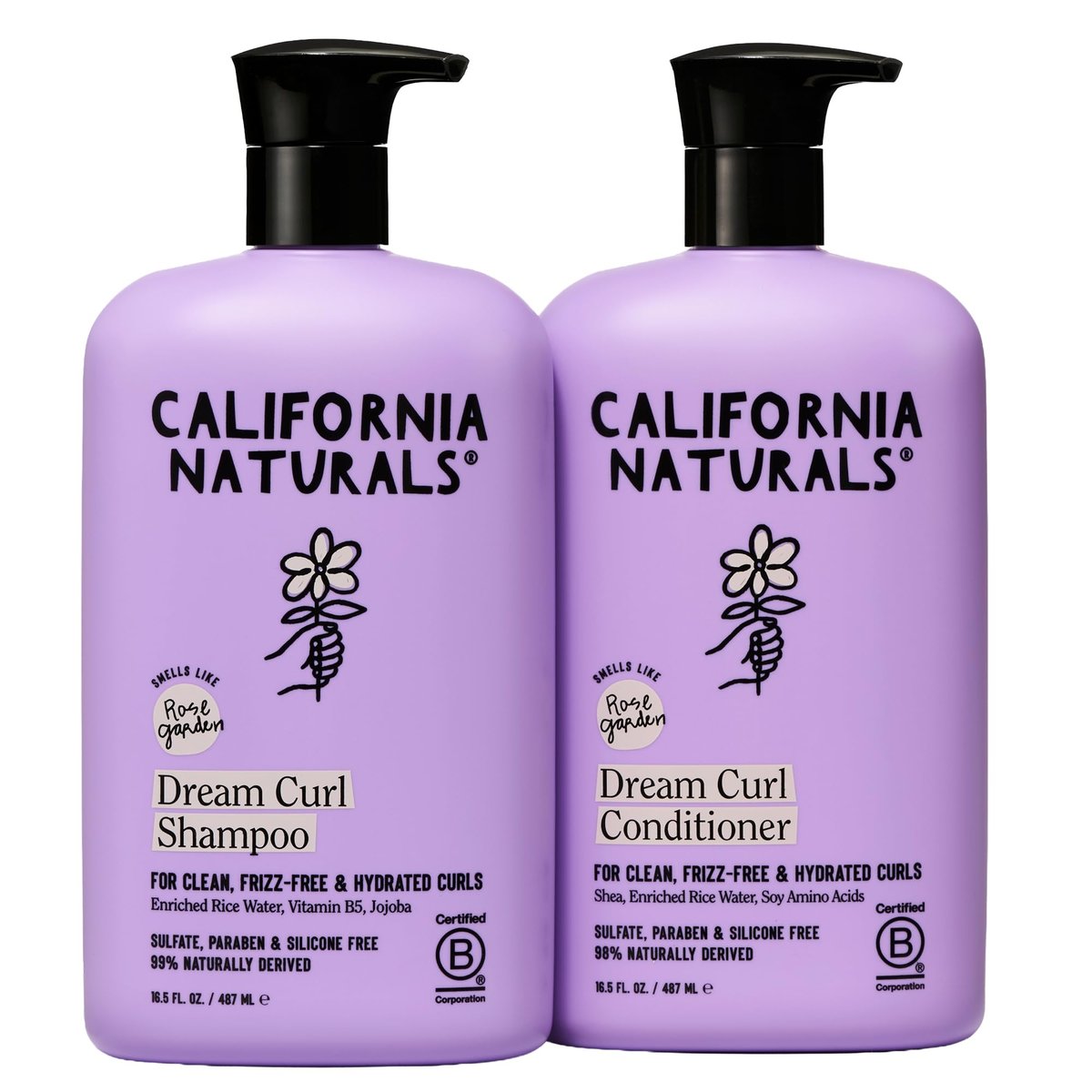 California Naturals Dream Curl Shampoo & Conditioner Set – Rice Water & Shea Butter for Soft, Bouncy, Frizz-Free Curls – Vegan, Sulfate-Free, Silicone-Free, Color Safe, 16.5 oz Each Avelisse