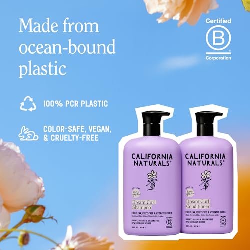 California Naturals Dream Curl Shampoo & Conditioner Set – Rice Water & Shea Butter for Soft, Bouncy, Frizz-Free Curls – Vegan, Sulfate-Free, Silicone-Free, Color Safe, 16.5 oz Each Avelisse