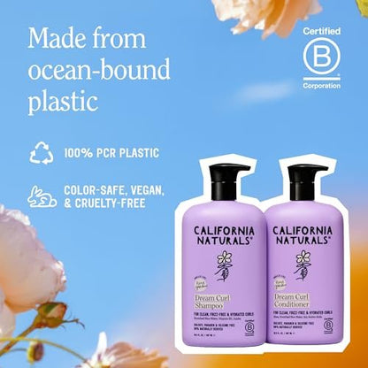 California Naturals Dream Curl Shampoo & Conditioner Set – Rice Water & Shea Butter for Soft, Bouncy, Frizz-Free Curls – Vegan, Sulfate-Free, Silicone-Free, Color Safe, 16.5 oz Each Avelisse