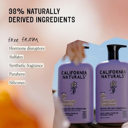 California Naturals Dream Curl Shampoo & Conditioner Set – Rice Water & Shea Butter for Soft, Bouncy, Frizz-Free Curls – Vegan, Sulfate-Free, Silicone-Free, Color Safe, 16.5 oz Each Avelisse
