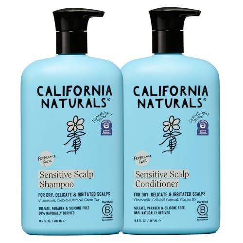 California Naturals Sensitive Scalp Shampoo & Conditioner Set, Fragrance Free, Colloidal Oat & Chamomile, Paraben & Sulfate Free, NEA Accepted, 16.5 oz Each Avelisse