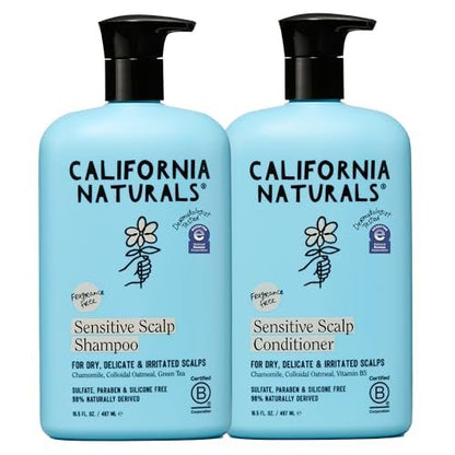 California Naturals Sensitive Scalp Shampoo & Conditioner Set, Fragrance Free, Colloidal Oat & Chamomile, Paraben & Sulfate Free, NEA Accepted, 16.5 oz Each Avelisse