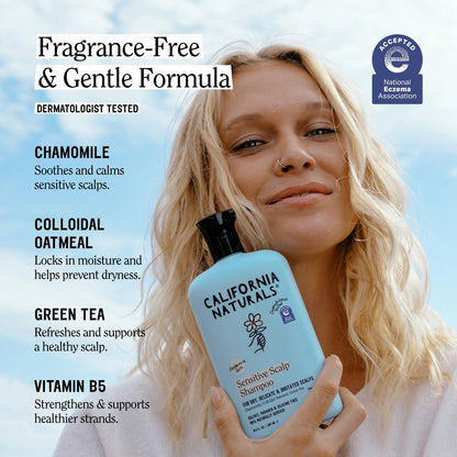 California Naturals Sensitive Scalp Shampoo & Conditioner Set, Fragrance Free, Colloidal Oat & Chamomile, Paraben & Sulfate Free, NEA Accepted, 16.5 oz Each Avelisse