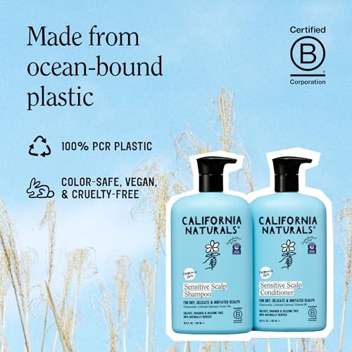 California Naturals Sensitive Scalp Shampoo & Conditioner Set, Fragrance Free, Colloidal Oat & Chamomile, Paraben & Sulfate Free, NEA Accepted, 16.5 oz Each Avelisse