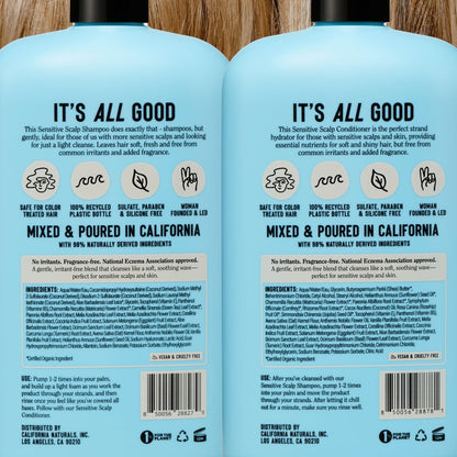 California Naturals Sensitive Scalp Shampoo & Conditioner Set, Fragrance Free, Colloidal Oat & Chamomile, Paraben & Sulfate Free, NEA Accepted, 16.5 oz Each Avelisse