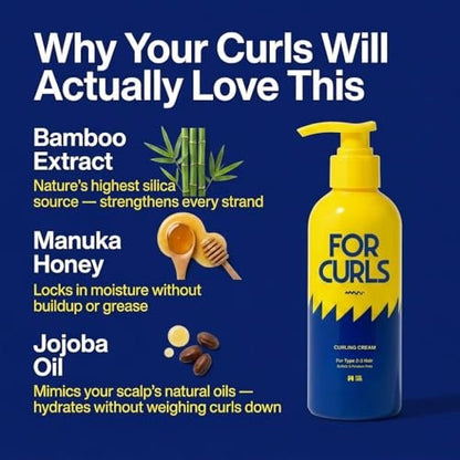 FOR CURLS Curl Cream for Curly & Wavy Hair - 8.4 oz - Anti-Frizz, Lightweight, Non-Crunchy - Sulfate & Paraben Free - Type 2-3 Hair Avelisse