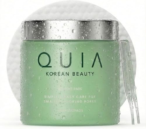 QUIA Toner Pads – AHA/BHA Dual-Action Exfoliate and Hydrate All in One – Soothing Formula for Sensitive Skin – Reduces Blackheads and Blemishes – 70 Gentle Textured Pads – Korean Skincare Avelisse