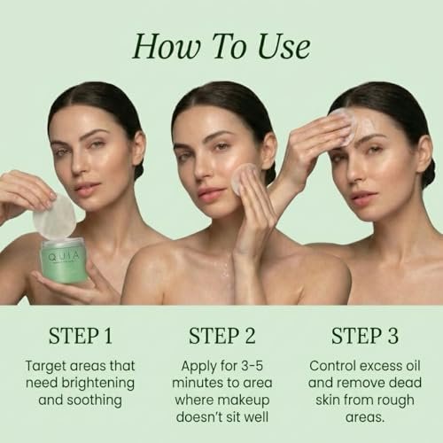QUIA Toner Pads – AHA/BHA Dual-Action Exfoliate and Hydrate All in One – Soothing Formula for Sensitive Skin – Reduces Blackheads and Blemishes – 70 Gentle Textured Pads – Korean Skincare Avelisse