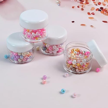 4 Pack 1 oz Empty Clear Plastic Jars with Lids – Leak-Proof Wide-Mouth Round Containers for Travel, Makeup, Creams, Ointments, DIY (White Lids)