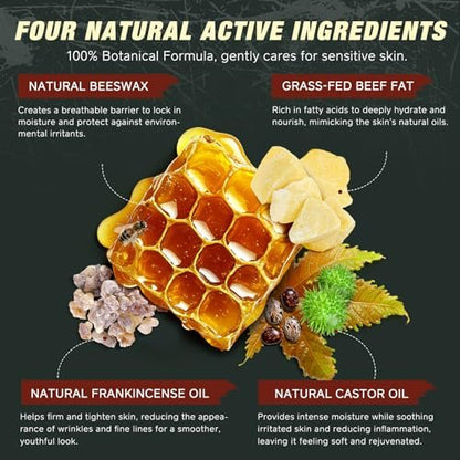 ZIXAOK 100% Grass-Fed Tallow, Organic Castor & Frankincense Oil Face Balm - Age-Defying Moisturizer for Sensitive & Dry Skin, Repairs Skin Barrier, Handmade for Face & Body, 4.2oz Avelisse