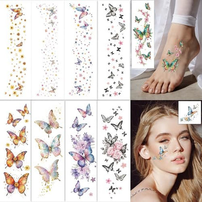 Fancy Land Glitter Butterfly Freckles Face Tattoos – 30Pcs Sparkle Temporary Makeup Patches for Women, Kids, Festivals & Parties Avelisse