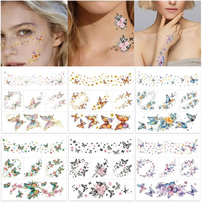 Fancy Land Glitter Butterfly Freckles Face Tattoos – 30Pcs Sparkle Temporary Makeup Patches for Women, Kids, Festivals & Parties Avelisse
