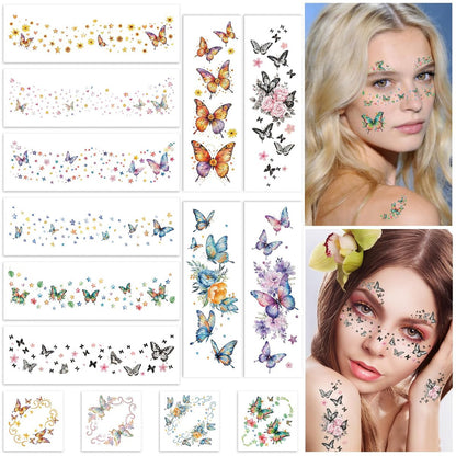 Fancy Land Glitter Butterfly Freckles Face Tattoos – 30Pcs Sparkle Temporary Makeup Patches for Women, Kids, Festivals & Parties Avelisse