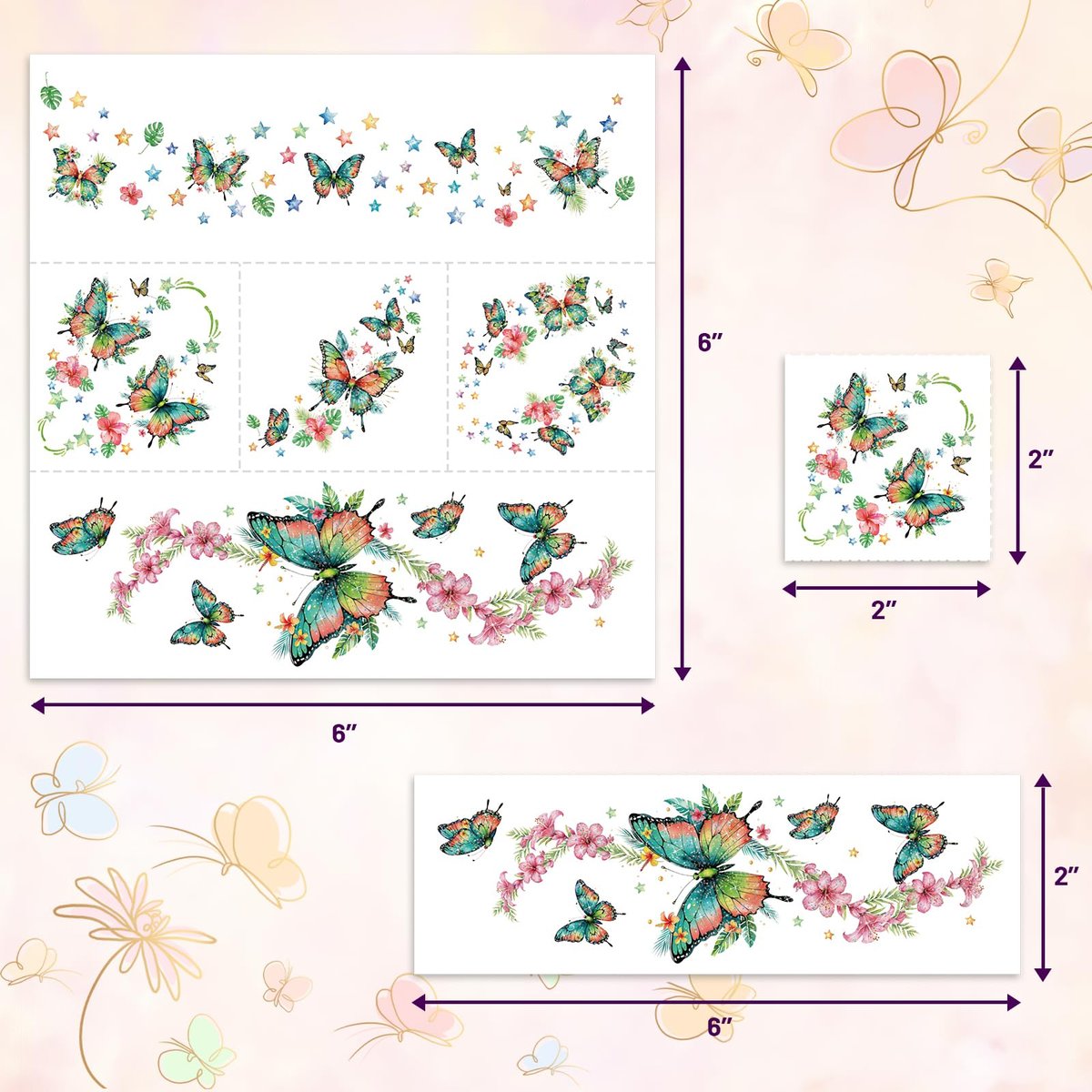 Fancy Land Glitter Butterfly Freckles Face Tattoos – 30Pcs Sparkle Temporary Makeup Patches for Women, Kids, Festivals & Parties Avelisse