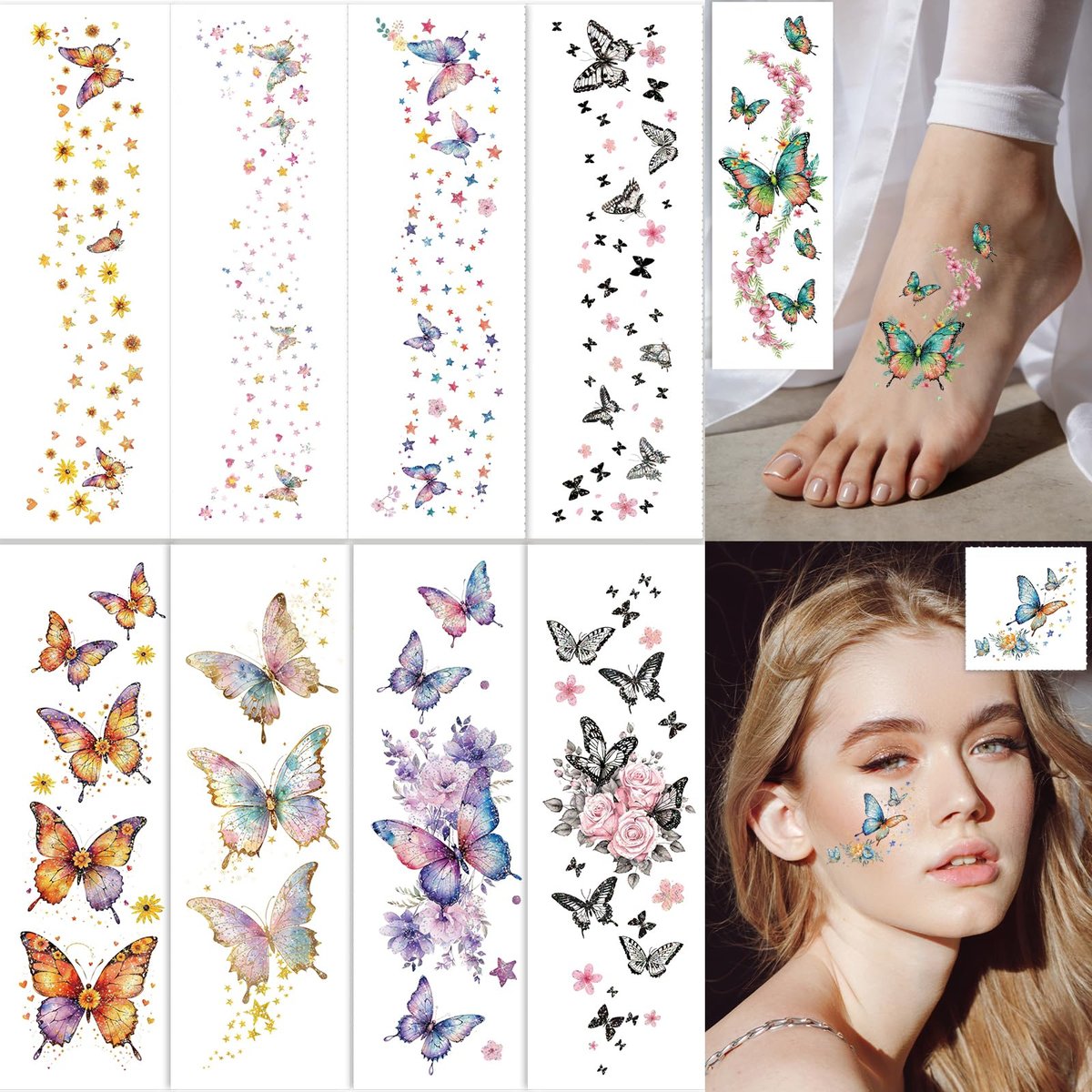 Fancy Land Glitter Butterfly Freckles Face Tattoos – 30Pcs Sparkle Temporary Makeup Patches for Women, Kids, Festivals & Parties Avelisse