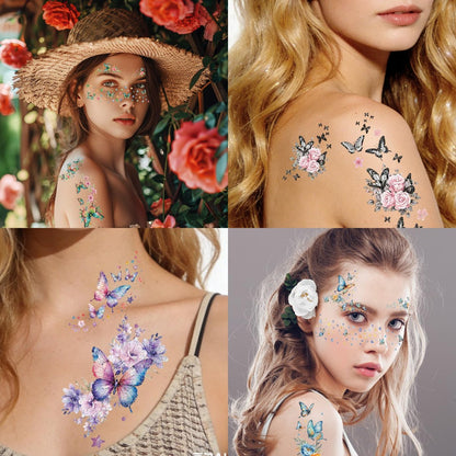 Fancy Land Glitter Butterfly Freckles Face Tattoos – 30Pcs Sparkle Temporary Makeup Patches for Women, Kids, Festivals & Parties Avelisse