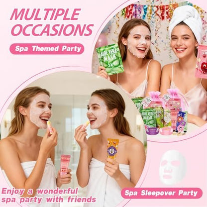 100-Piece Spa Party Supplies for Girls – Sleepover & Slumber Party Favors with Facial Masks, Hand Cream, Lip Balm, Under Eye Patches, Lip Mask – Pink Avelisse